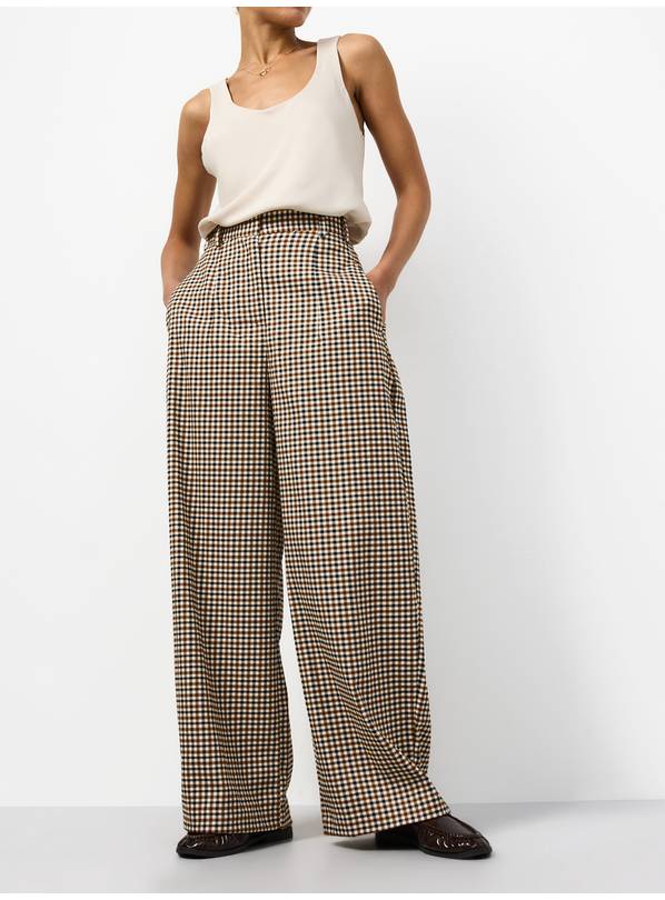 Gingham Barrel Leg Trousers 22R